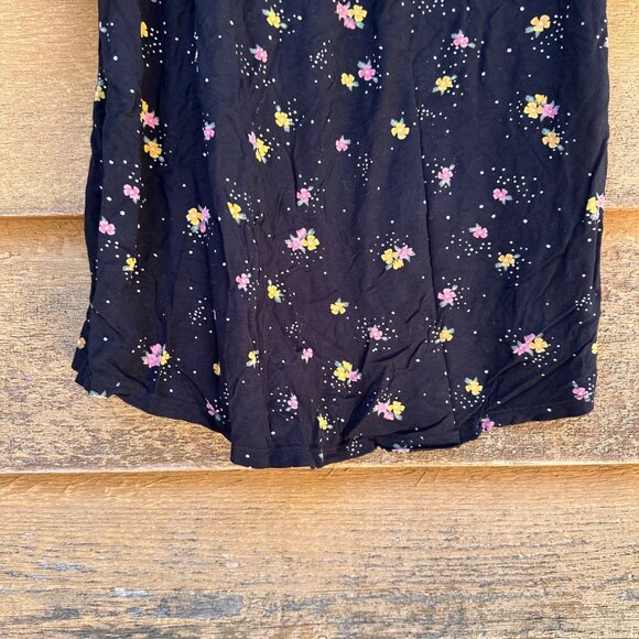 Old Navy Cold Shoulder Floral Top Girls Size L 10/12 Black With Yellow & Pink Fl - Picture 10 of 10